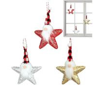 Christmas Tree Star Decor 3 pièces Holiday 15 x 20 cm Pendants en peluche | Christmas Tree Accent Decoration for Home Office School Apartment Garden Patio Backyard Courtyard Balcony