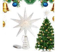 Christmas Tree Star Topper | Elegant Seasonal Festive Treetop Decorations - Christmas Glitter Star Ornament Treetop Decoration | Seasonal Décor Accessories for Office Indoor Bar Shop Bedroom