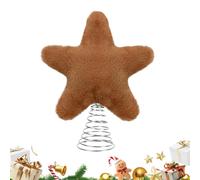 Christmas Tree Star Topper, Plush Velvet Star, Soft Decorative Topper 11x12.6 inches, Festive Holiday Ornament, for Tree Fireplace Shelf Desk Bedroom Office, in Gold