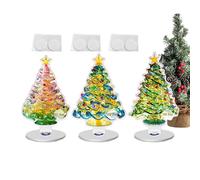 Christmas Tree Statue - 3 Pieces 2D Acrylic Winter Holiday Decoration Collectible Figurine | Festive Desk Ornament, Seasonal Desktop Accessory, Decorative Table Centerpiece for Stylish Tabletop