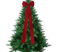 Christmas Tree Topper Bow, Large Holiday Ornaments, Red Christmas Wreath Bows with Ribbon Design, Tree Topper Bows for Entryway Wall Display Party, Holiday Decorations, Wreath Bow for Home Gathering