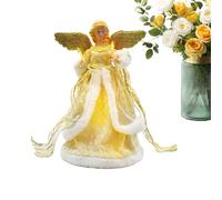 Christmas Tree Topper - Gold Dress Angel | 3D Doll Decoration with Elegant Design, Apartment Dorm Accent, Living Room, Kitchen Style, Bedroom, Hotel, Backyard and Seasonal Accessory