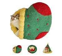 Christmas Tree Triangle Cat Cave Bed,Christmas Stocking,Removable & Washable Winter Bed for Cats & Small Dogs, Cozy Hideaway for Sleeping, Napping, and Playing