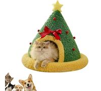 Christmas Tree Triangle Cat Cave Bed,Warm Christmas Cat Tree Beds,Removable And Washable Winter Closed-Off,Soft Comfortable Suitable For Small Cats Dogs Pet To Sleep Nap Hide Play (Christmas tree,S)