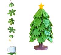 Christmas Tree Trivets & Star Stirring Stick,Set of 6 Plastic Spliceable Coasters Table Protector,Home and Restaurant Table Decor Coaster for Hot Dishes Or Drinking
