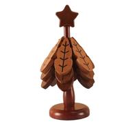 Christmas Tree Trivets - Walnut Wood Foldable Coasters, Holiday Decor