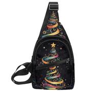 Christmas Tree Vector_17 Sac à bandoulière réglable pour homme et femme pour voyage, cyclisme, travail, sport, Multicolore 11., 11.8x7x1.5in/30x18x4cm