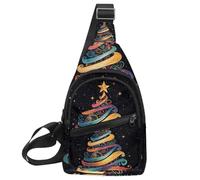 Christmas Tree Vector_17 Sac à bandoulière réglable pour homme et femme pour voyage, cyclisme, travail, sport, Multicolore 02, 11.8x7x1.5in/30x18x4cm