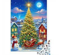 Christmas Tree Village 1000Pc Adult Jigsaws Colorful Town Christmas Tree for Adults Challenging & Brainteasing Puzzle Games 38x26cm 1000pcs