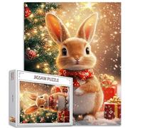 Christmas Trees Bunny Jigsaw Puzzles pour Adultes 1000 Pièces, Puzzle de Noël Lapin Jigsaw Puzzle Art 20 x 68 cm Coloré Bricolage Puzzles pour Décoration de la Maison, Puzzle Famille Parfait pour Les