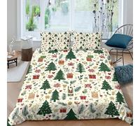 Christmas trees Ensemble De Literie 3 pièces Microfibre Hypoallergique Imprimé en 3D Léger Hand drawn festive Parure de Lit avec 2 Taies d'oreiller Confortable for Chambre Adulte Double（200x200cm）