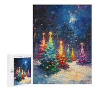 Christmas Trees in Snowy Night Puzzle 1000 Pièces Educa Jouet en Bois Cadeau Unique Décoration Intérieure Jeu Éducatif Challenge Toy Adultes Et Enfants À Partir De 14 Ans 500 PCS