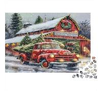 Christmas Truck Farm Colourful Red Truck & Barn 1000 Pieces Jigsaws Adults The Impossible Challenge Home Activity 38x26cm/1000pcs