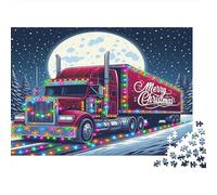 Christmas Truck Light Colourful Red Christmas Semi 1000 Pcs Jigsaw Puzzles Adults Brain Development Classic Educational Games 38x26cm/1000pcs