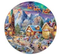 Christmas Village 1000 Pièces Puzzle Circulaire Puzzles Classiques Puzzle Rond Créatif Jeu D'Intelligence Décoration pour Enfants Cadeau 1000pcs (67.5x67.5cm)