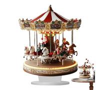 Christmas Village - Christmas Decoration | Christmas Village Carousel | 2D Carousel Festive Decoration, Christmas Village House with Carousel, Tabletop Decoration - Unique Christmas Village Decor