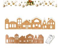 Christmas Village - Foldable Gingerbread House Village with String Lights, Light Up Holiday Decor Accent, Christmas Decoration for Kitchen Living Room Office Apartment Display, 38.98x9.84 Inches
