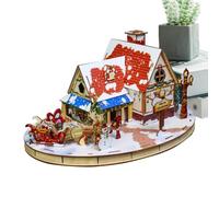 Christmas Village Made of Wood - Assembly House with LED Lighting | Christmas House Model Kit for Children & Adults, Table Decoration and Festive Room Decoration