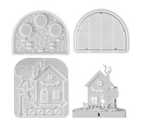 Christmas Village Mold, Cute House Silicone Mould with Reusable Design, Tea | Christmas Tree Tealight Holder Mold for Home Living Room Bedroom Coffee Table Entryway Art