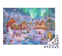 Christmas Village Scene Colourful Aurora Village Square 1000 Pieces Jigsaw for Adults The Impossible Challenge Brain Development 52x38cm/1000pcs