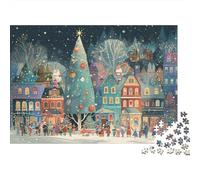 Christmas Village Scene Colourful Magical City Tree 1000 Pcs Adult Jigsaws Classic Educational Games Brain Development 70x50cm/1000pcs