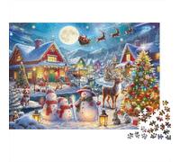 Christmas Village Scene Colourful Santa Sleigh Town 1000 Pieces Jigsaw for Adults The Impossible Challenge Brain Development 70x50cm/1000pcs