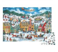 Christmas Village Scene Colourful Sleigh Ride Village 1000 Pieces Jigsaw for Adults The Impossible Challenge Brain Development 70x50cm/1000pcs