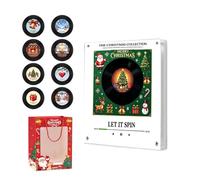 Christmas Vinyl Fridge Player Family Set, NFC Mini Record Player with 9 Discs, LED Display, Magnetic Mount. Holiday Music Box for Family Gatherings (1Set)