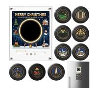 Christmas Vinyl Player Fridge Record | Christmas Music Magnets for Fridge | Retro Refrigerator Decor With 9 Discs For Home Door Apartment Whiteboard Bedroom Birthday Christmas Holiday