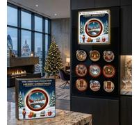 Christmas Vinyl Player Fridge Record - NFC Mini Vinyl Record Player | with 9 PCS Discs & Custom Audio, Rotatable, Illuminated, & Adjustable Volume, Compact and Cozy for Christmas Holiday Gifting