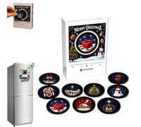 Christmas Vinyl Player Style Fridge Record Nfcs Magnetic Music Box Set，B | 9 Vinyl Style Discs And Usb C,Desk & Fridge Decoration,Nfcs Discs And Phone-Free Playback,For Christmas Decor And Gifting