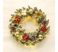 Christmas Wall Hanging Pendants, Christmas Front Door Wreath with Light, Artificial Up Christmas Wreaths Decoration, for Inside&Outside Windows Farmhouse Wedding Decor (Silver Font,40cm)