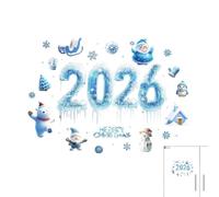 Christmas Window Clings, 2026 Ice Snowflake Removable Decals, Static Stick Christmas Stickers, Festive Window Decorations for Glass Door, Car Mirror, Bedroom, Living Room, Offices, 15.75 Inch