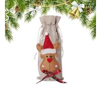 Christmas Wine Bottle Cover Decoration, Holiday Wine Bottle Wrap, Decorative Holiday Wine Bottle Cover, Christmas Drawstring Red Wine Bottle Cover Bags for Travel Wedding New Year