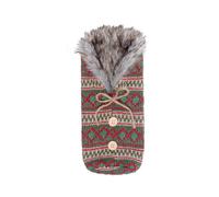 Christmas Wine Bottle Cover with Plush Collar and Bowknot, Thickened Holiday Wine Holder Sleeve for Table Decorations, Festive Gift Wrap for Parties, Dinner Centerpiece or Holiday Display 13x28x4cm