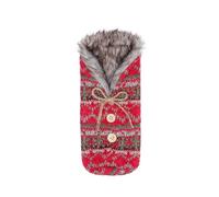 Christmas Wine Bottle Cover with Plush Collar and Bowknot, Thickened Holiday Wine Holder Sleeve for Table Decorations, Festive Gift Wrap for Parties, Dinner Centerpiece or Holiday Display 13x28x4cm