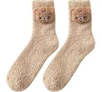 Christmas Winter Fuzzy Animal Slipper Socks,3D Animal Cartoon Socks Warm,Funny Cute Soft Coral Fleece Fluffy Plush(Bear)