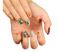 Christmas Winter Glitter Press On Nail Art Facile À Appliquer Des Ongles D'amande Courts Conceptions Festives Pour La Saison Des Fêtes Courtes De Faux Ongles D'amande