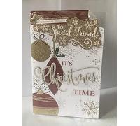 Christmas Wishes To Special Friends It's Christmas Time Carte de Noël Rouge/doré Boules et mots (PRELUDE46130-1)