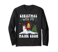 Christmas with My Maine Coon Cat Kitty Funny Xmas Manche Longue