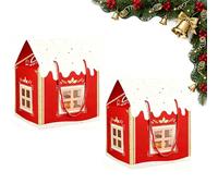 Christmas Wonderland Cottage Gift Box, 3D Pop up Christmas House Gift Boxes for Holiday Cookies Candies & Festive Gifts (Red,2 sets)