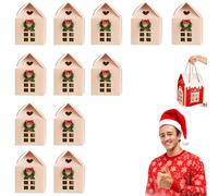 Christmas Wonderland Cottage Gift Box, 3D Pop Up Christmas House Gift Boxes with Handle, Paper Treat Boxes for Holiday Party Favors, Cookie Candy Packaging, Festive Goodie Bags Decorations (Pink12PCS)