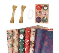 Christmas Wrapping Paper Rolls - 6-Roll 50x70cm Cute Funny Santa Tree | Wrapping Paper Christmas Decorations for Holiday New Year Party Favors Stocking Stuffers Toy Snack Tr