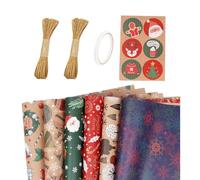 Christmas Wrapping Paper Rolls - 6-Roll 50x70cm Cute Funny Santa Tree | Wrapping Paper Christmas Decorations for Holiday New Year Party Favors Stocking Stuffers Toy Snack Tr