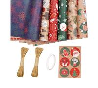 Christmas Wrapping Paper - Six Roll Festive Set, Cute Holiday Designs, 50x7 | Wrapping Paper Christmas Decorations Christmas Wrapp Holiday Birthday New Year Party Favors Stocking Stuffers Toy Snack Treat