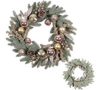 Christmas Wreath - 20 inch Artificial Pine Branch with Cones and Ornaments | Winter Seasonal Decoration Holiday Wreath for Indoor Fireplace, Mantle, Porch, Window, Door, Table, Party, Wedding