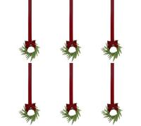 Christmas Wreath - 6-Piece Realistic Artificial - Decorative Garland Window Decorations, Door Wall Stairs Railing Mantel Living Room Bedroom Indoor Yard