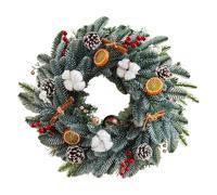 Christmas Wreath - Christmas Wall Decor | Artificial Pine with Red Accents, Holiday Hanging Ornament, Seasonal Entryway Decoration, Fireplace Window Accent for Home Celebration