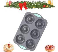 Christmas Wreath Ice Mold - 6-Cavity Silicone Tray for Festive Ice Cubes, Cocktails & DIY, Easy Release & Reusable (Donut)
