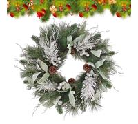 Christmas Wreath - PP And Silk Fabric, 19.69in Pin Wreath Artificial And Realistic | Versatile Holiday Decor, Christmas Wreaths For Doors, Bedrooms, Study Rooms, Porch Walls, Festive Occasions